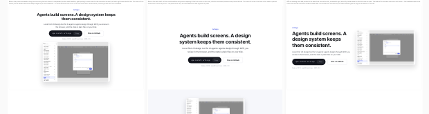 A mockup open in the Artisign preview: three variants of the same screen rendered as columns side by side for comparison.